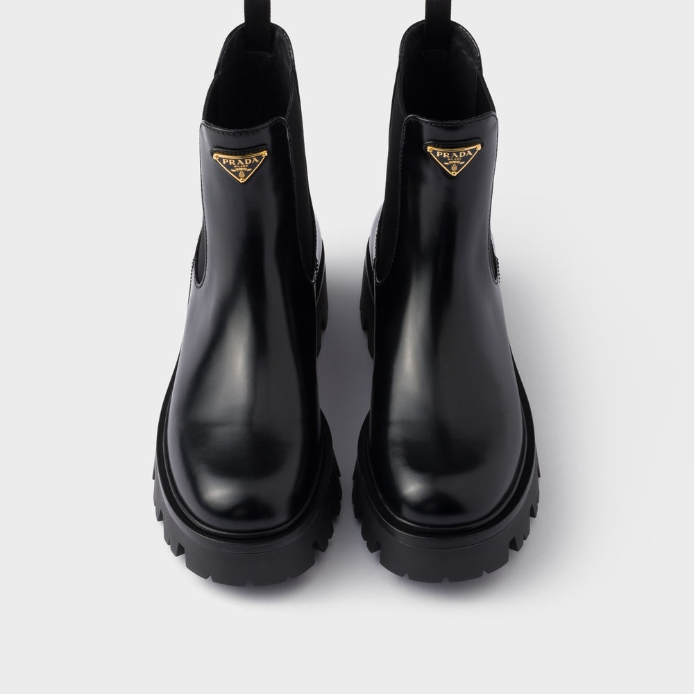Brushed leather booties