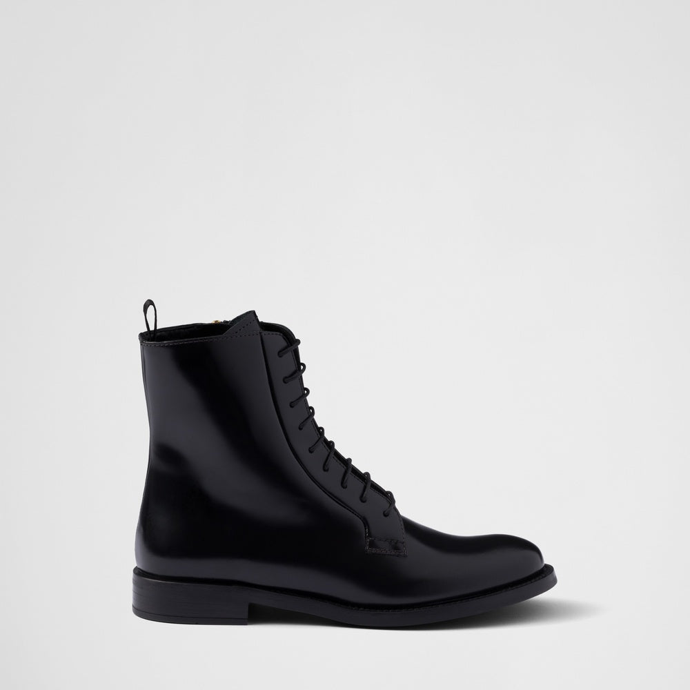 Brushed leather ankle boots