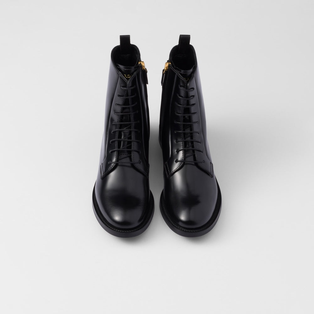 Brushed leather ankle boots