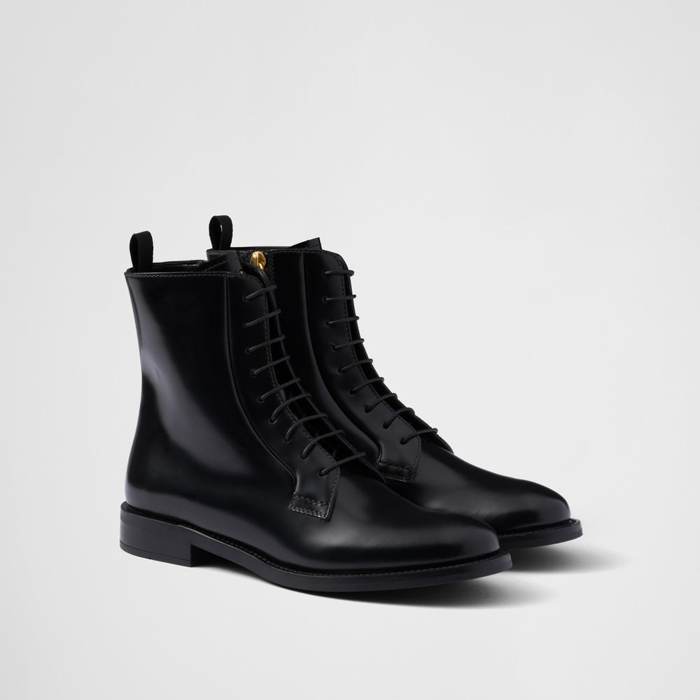 Brushed leather ankle boots