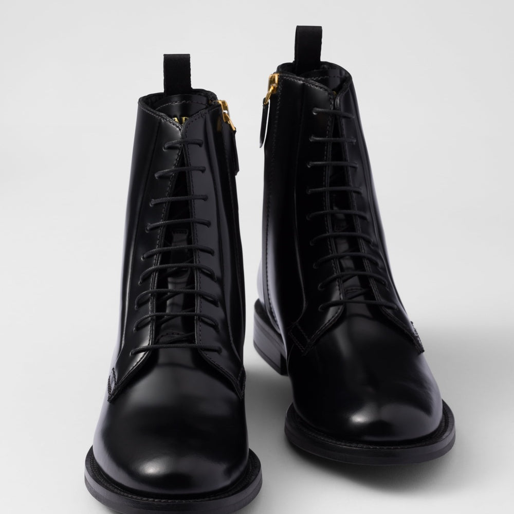 Brushed leather ankle boots