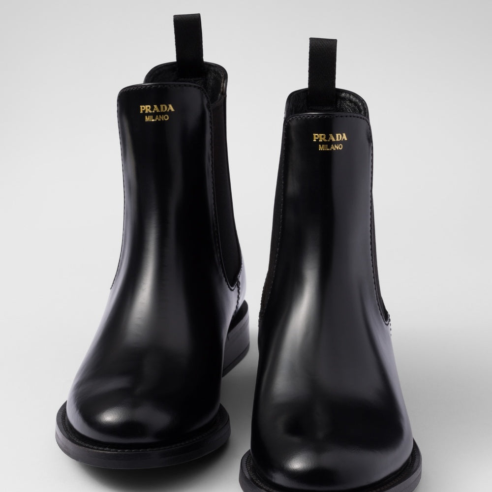 Brushed leather ankle boots