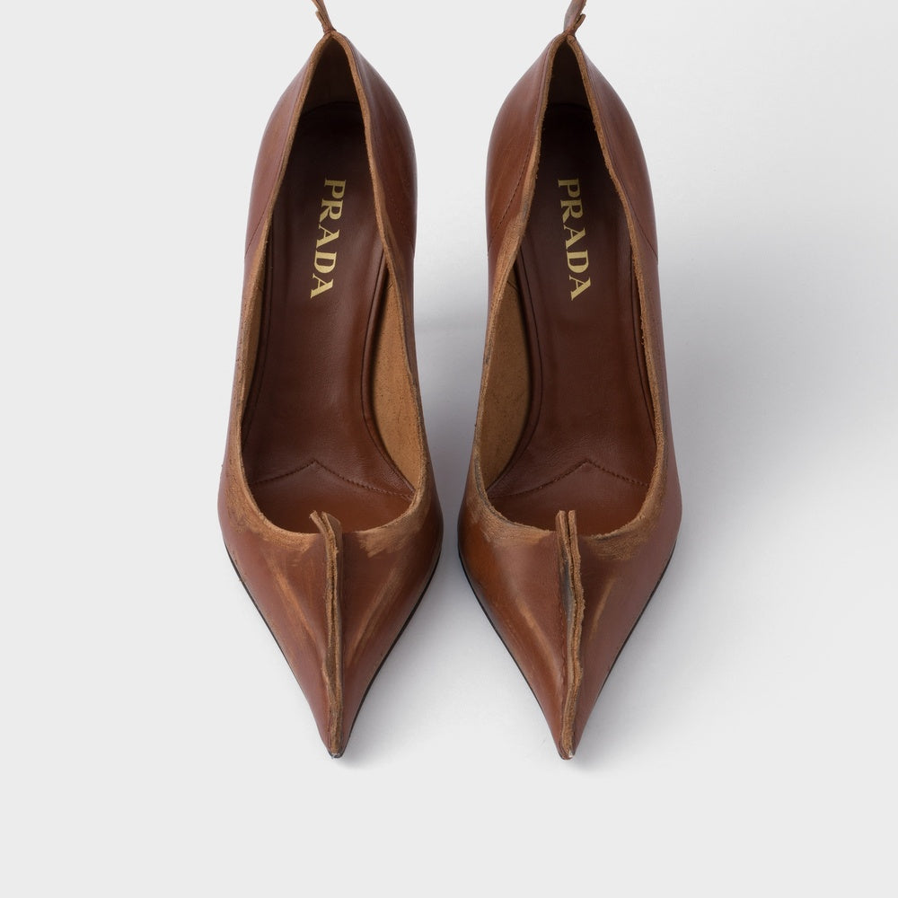 Antiqued leather pumps