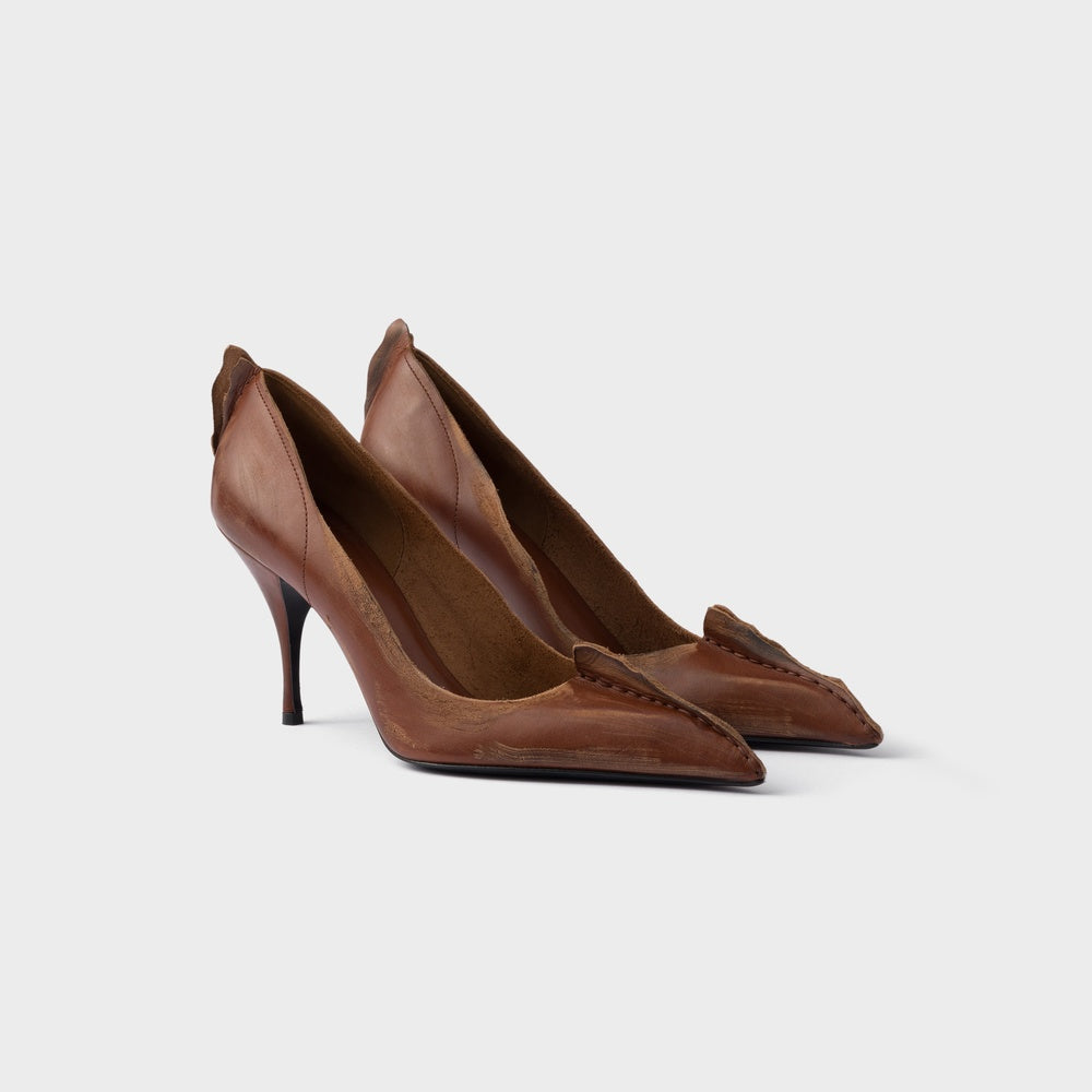 Antiqued leather pumps