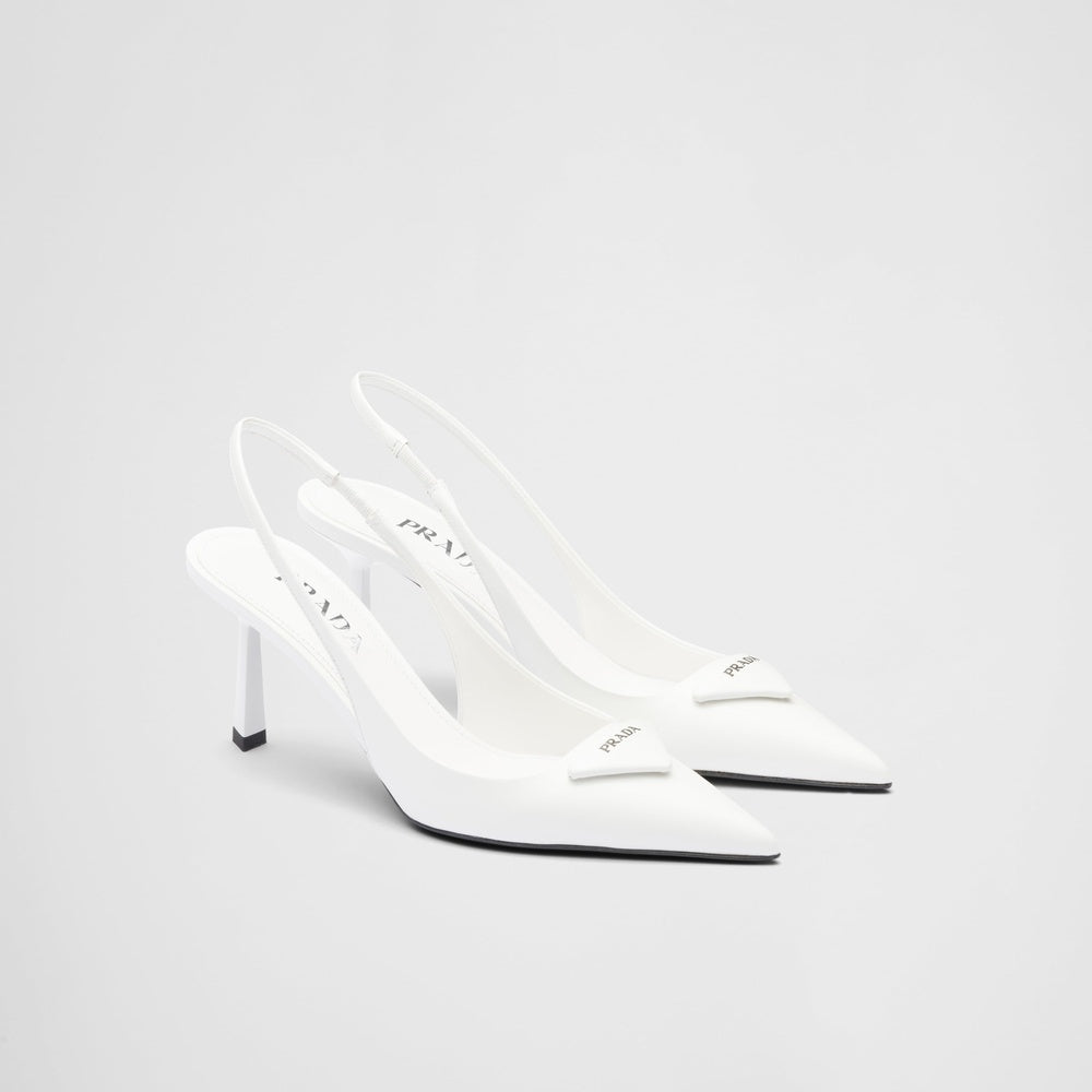 Brushed leather slingback pumps
