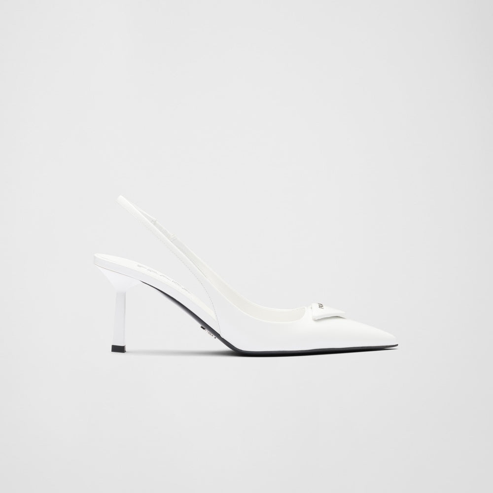 Brushed leather slingback pumps