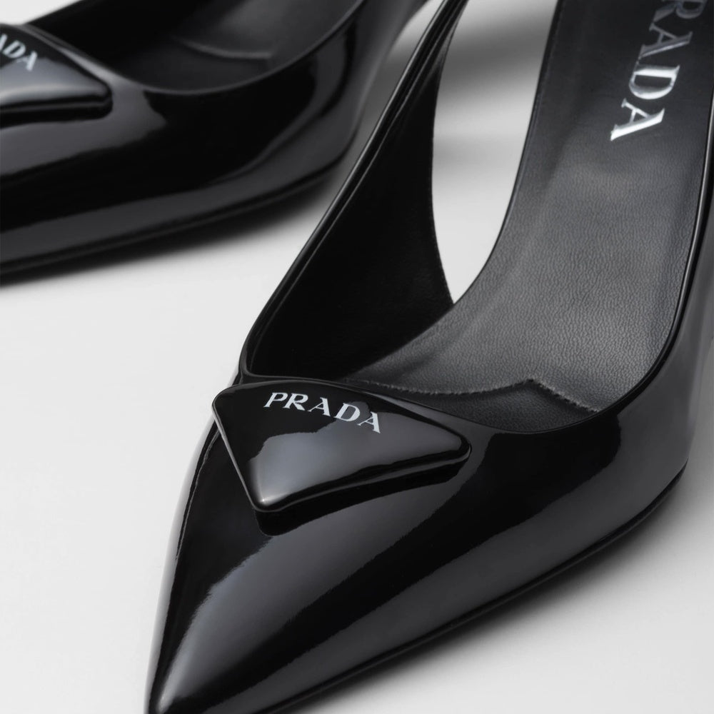 Patent leather slingback pumps