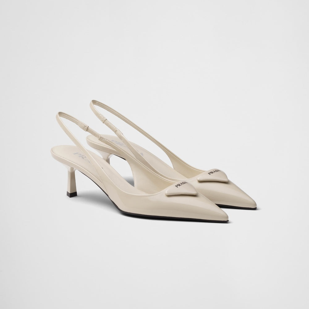 Patent leather slingback pumps