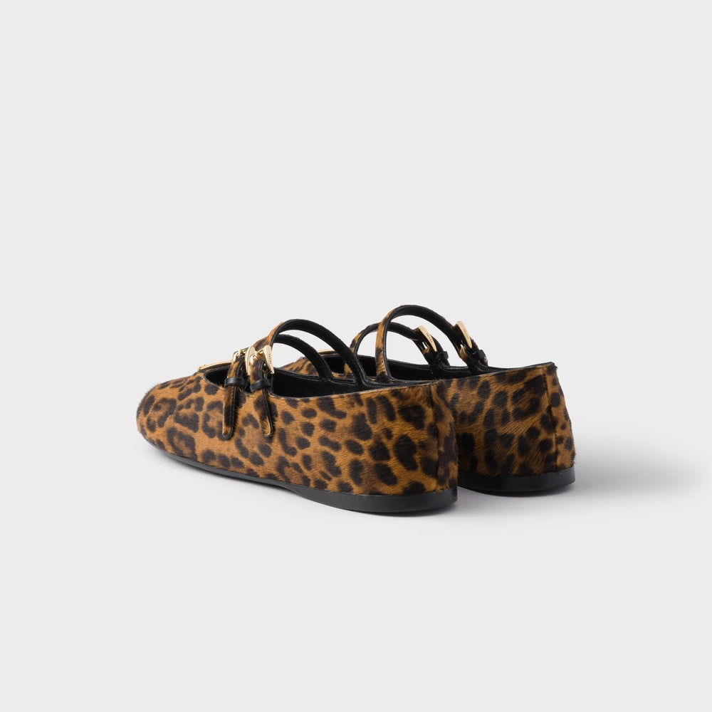 Printed leather ballerinas