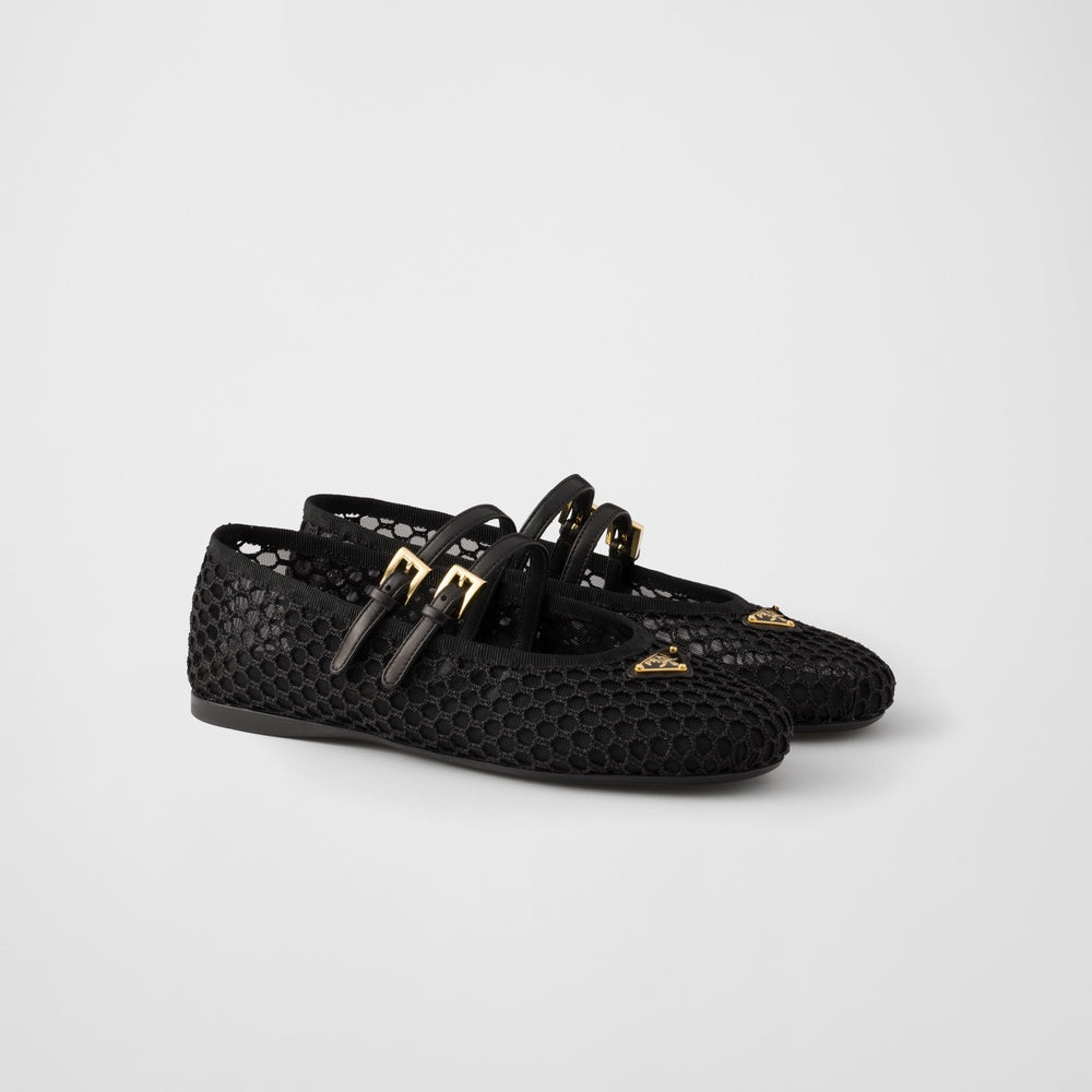 Mesh fabric ballerinas