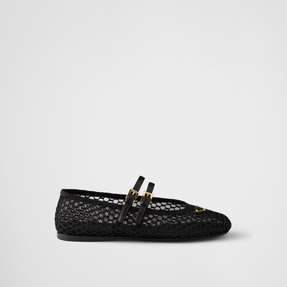 Mesh fabric ballerinas