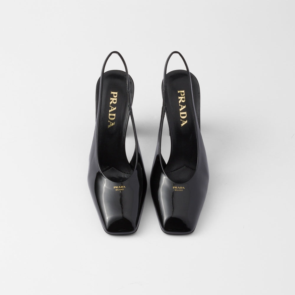 Patent leather slingback pumps