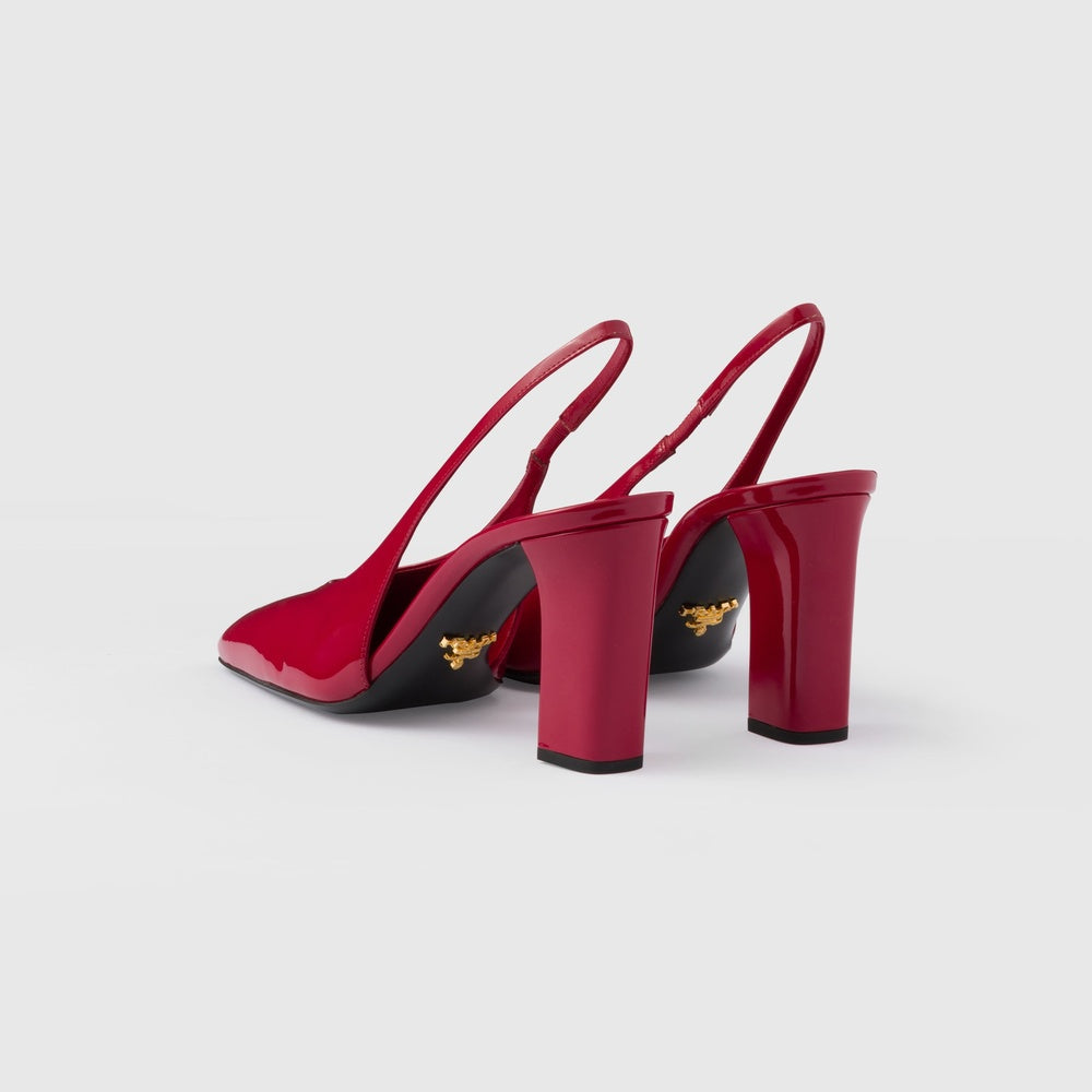 Patent leather slingback pumps