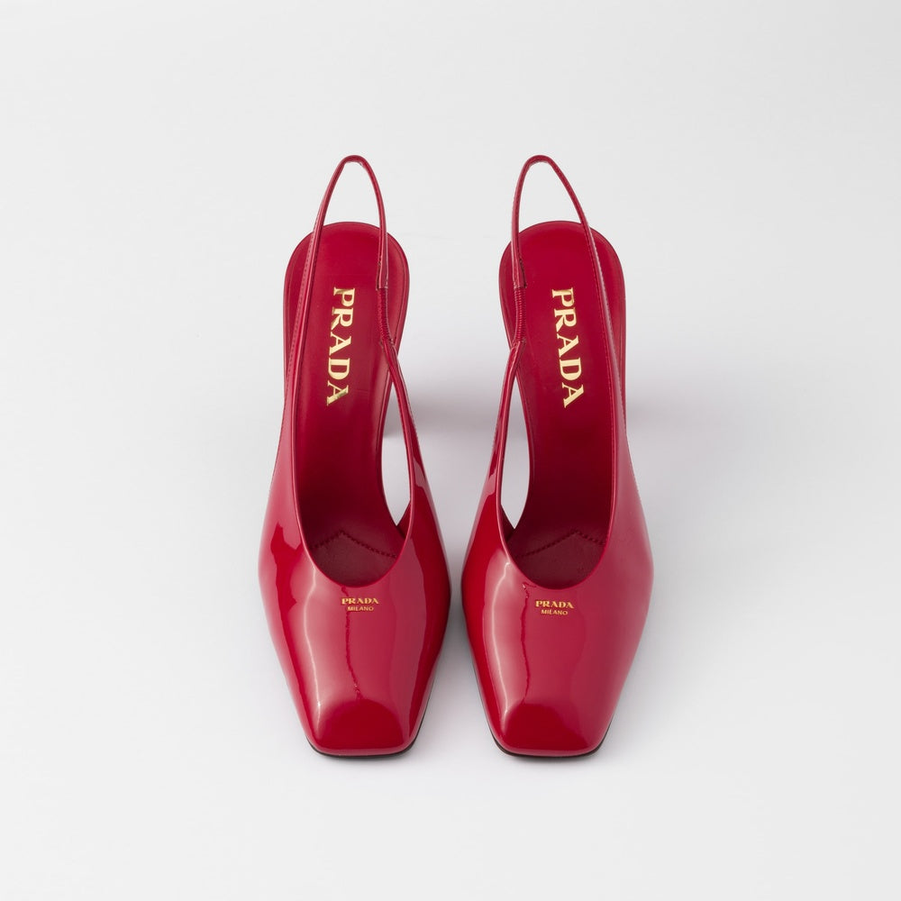 Patent leather slingback pumps