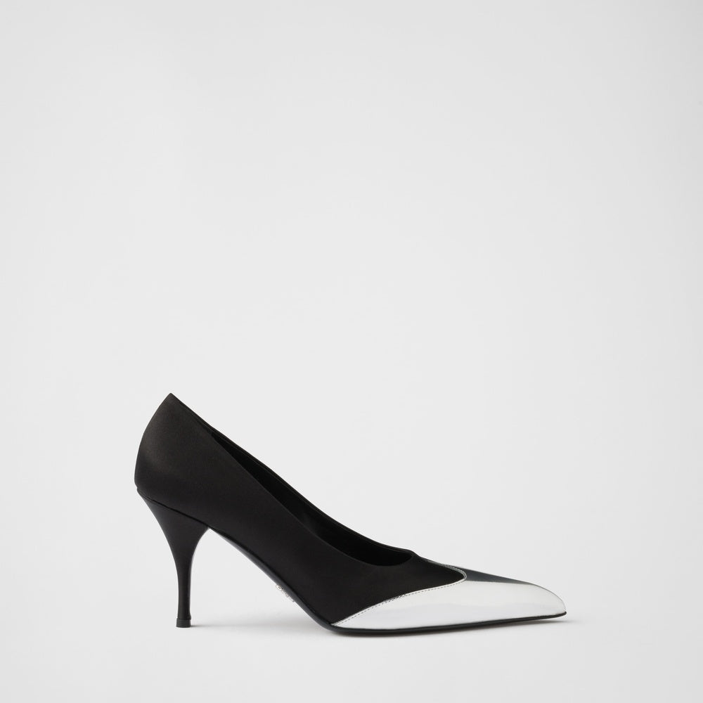 Satin and metallic leather pumps