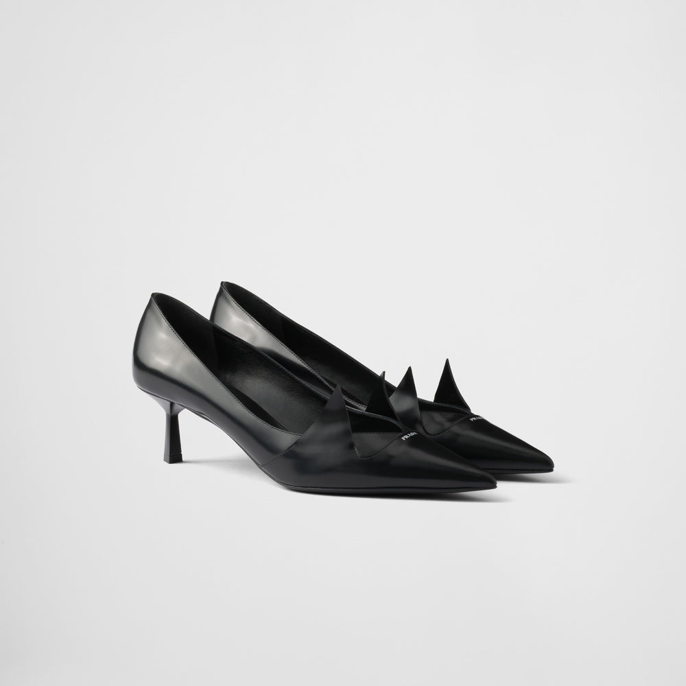 Two-tone brushed leather pumps