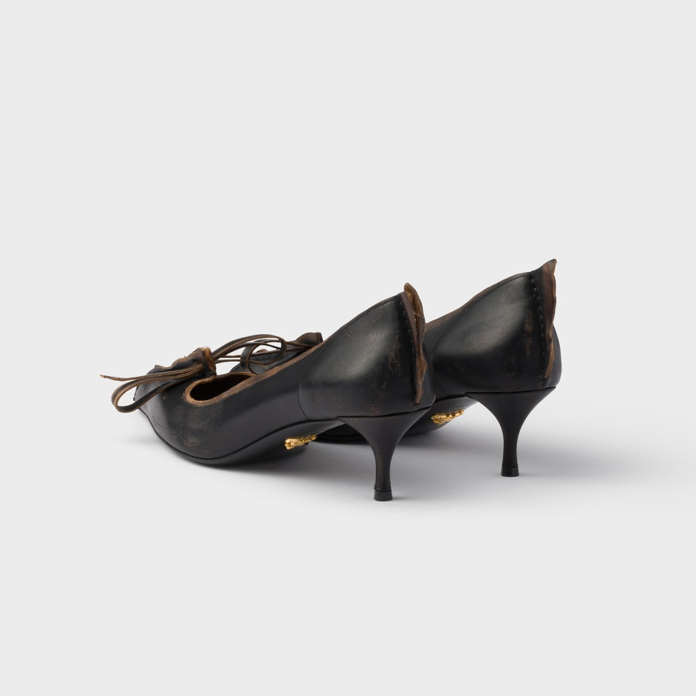 Antiqued leather pumps