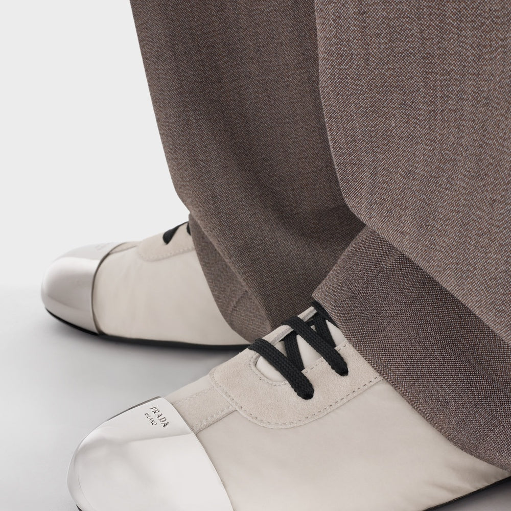 Collapse Re-Nylon and suede sneakers with metal toecap
