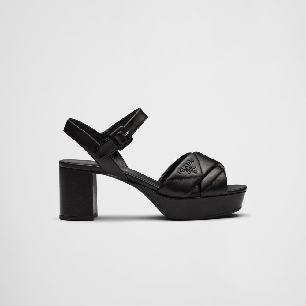 Quilted nappa leather platform sandals