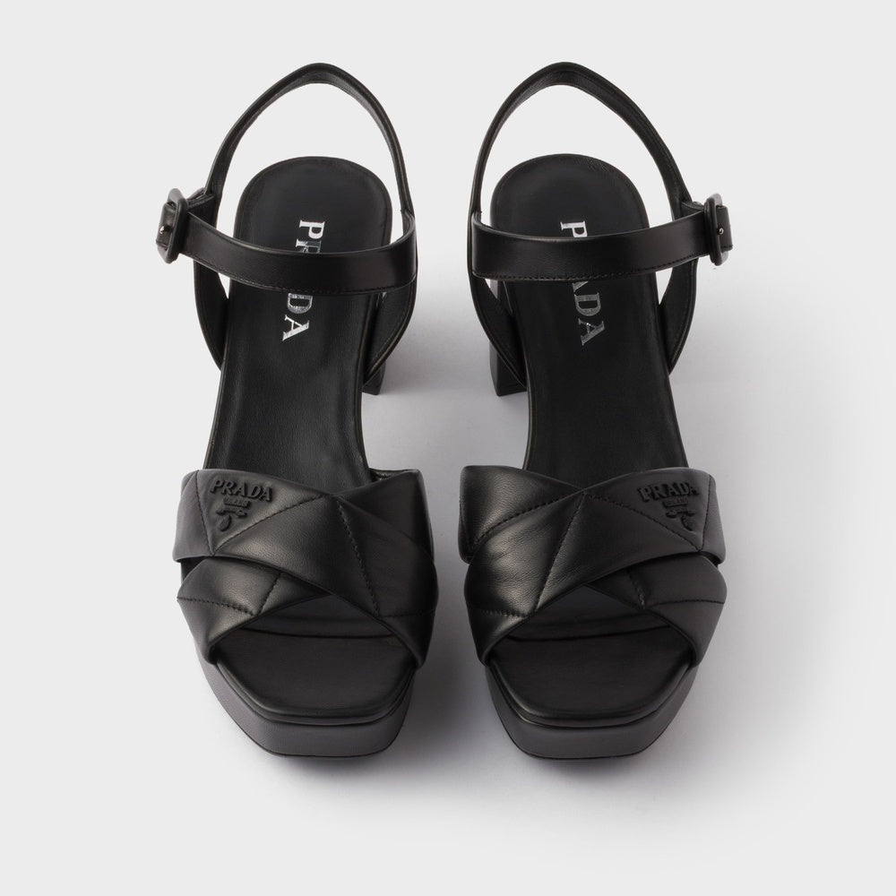 Quilted nappa leather platform sandals