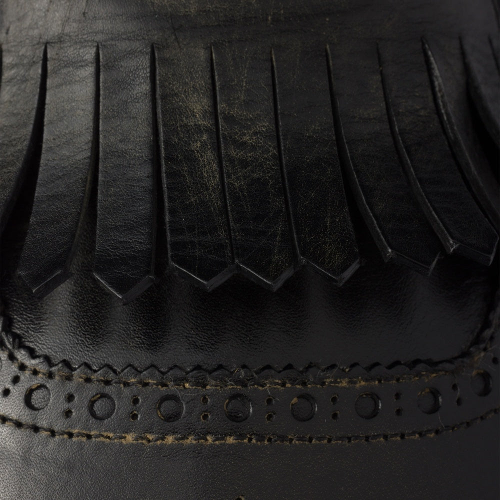 Shuffle fringed leather mules