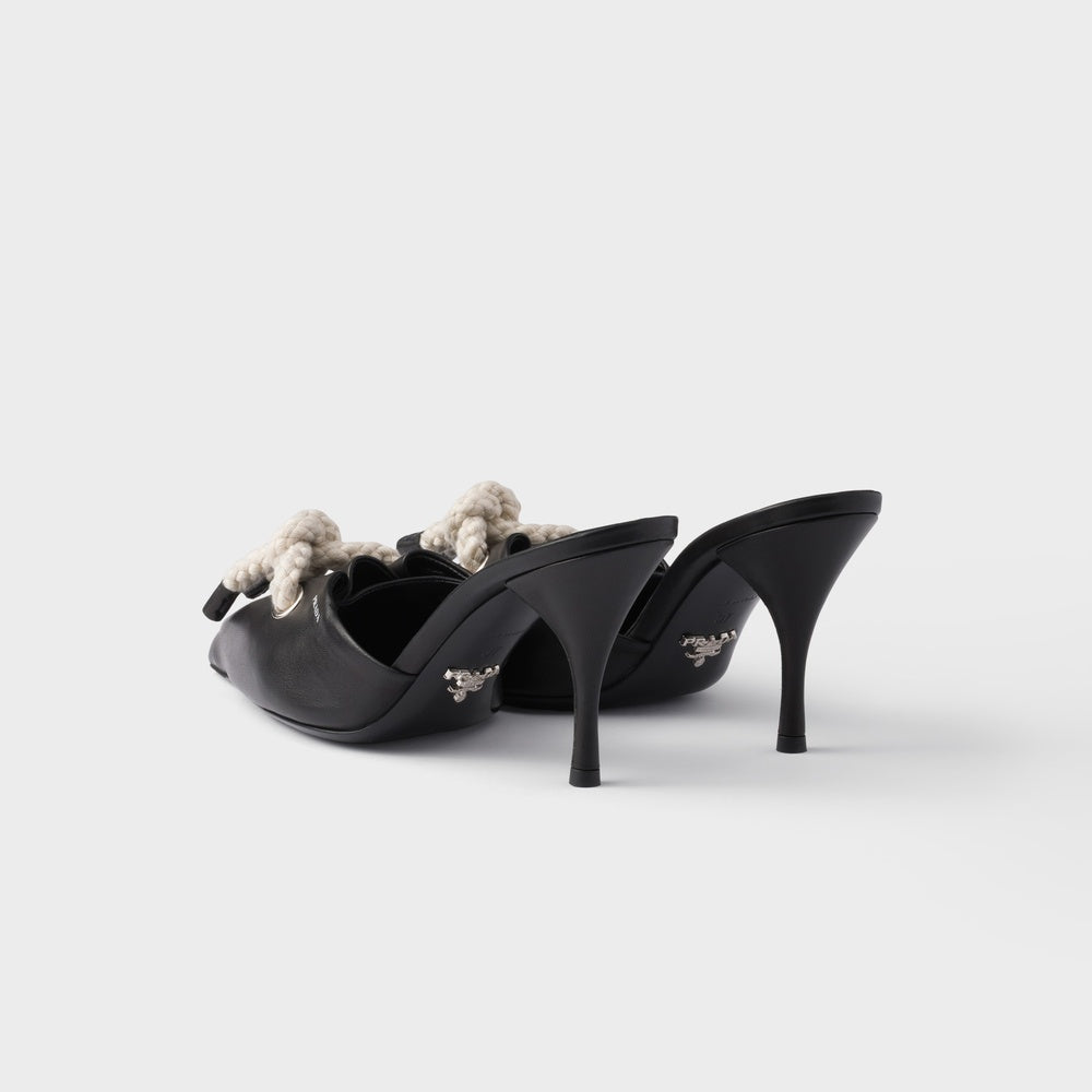 Nappa leather mules with cord detail
