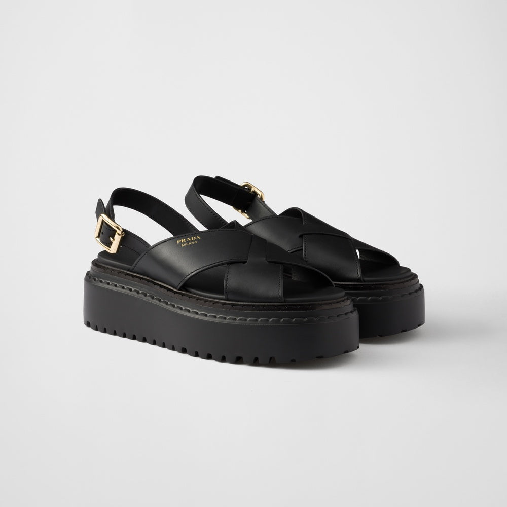 Leather crisscross sandals