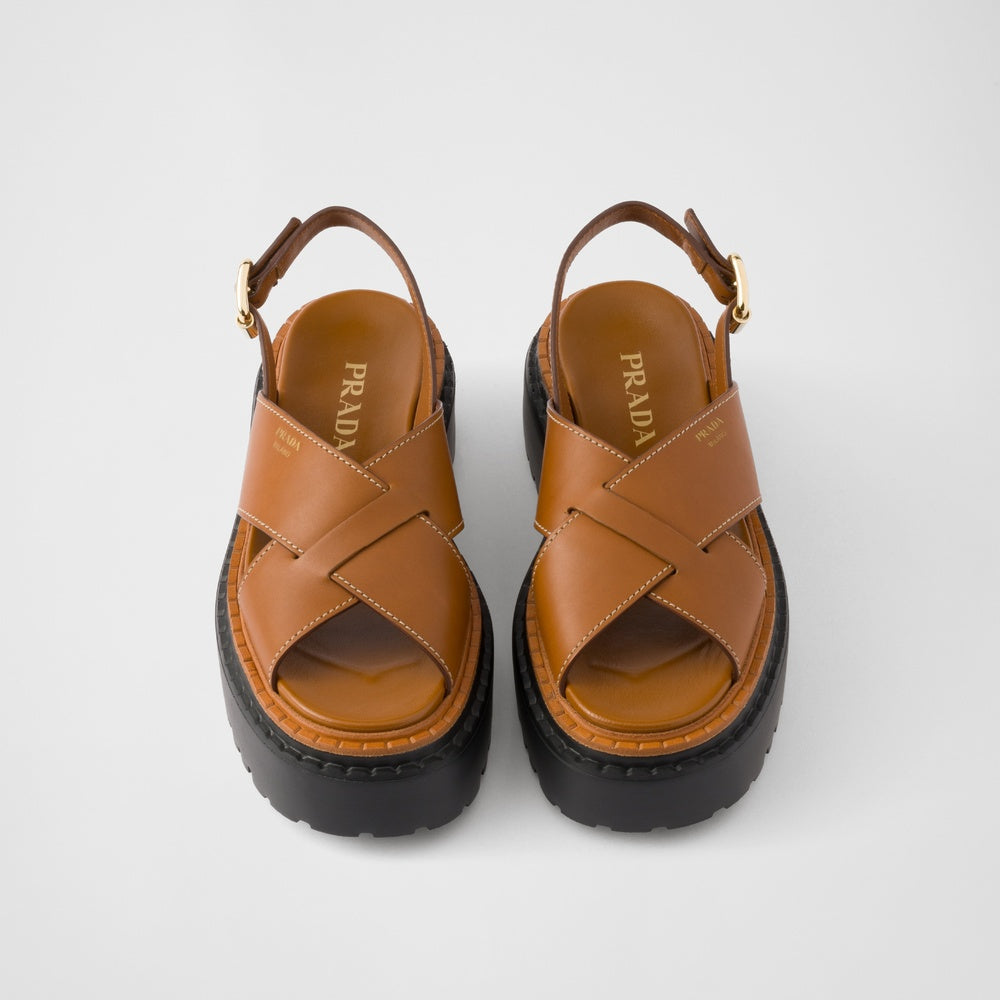 Leather crisscross sandals