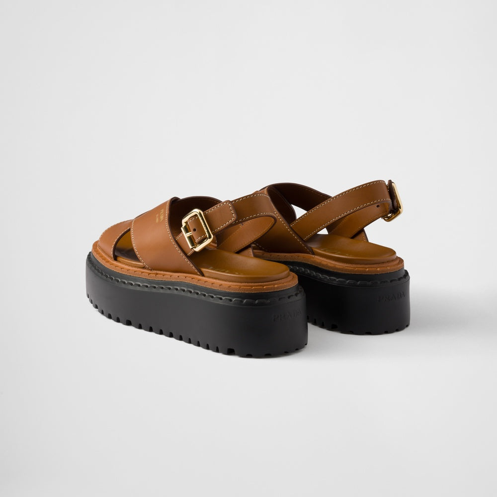 Leather crisscross sandals