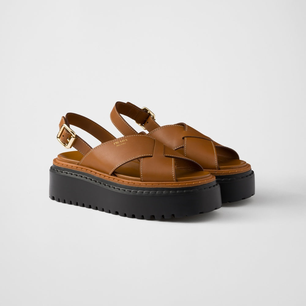 Leather crisscross sandals
