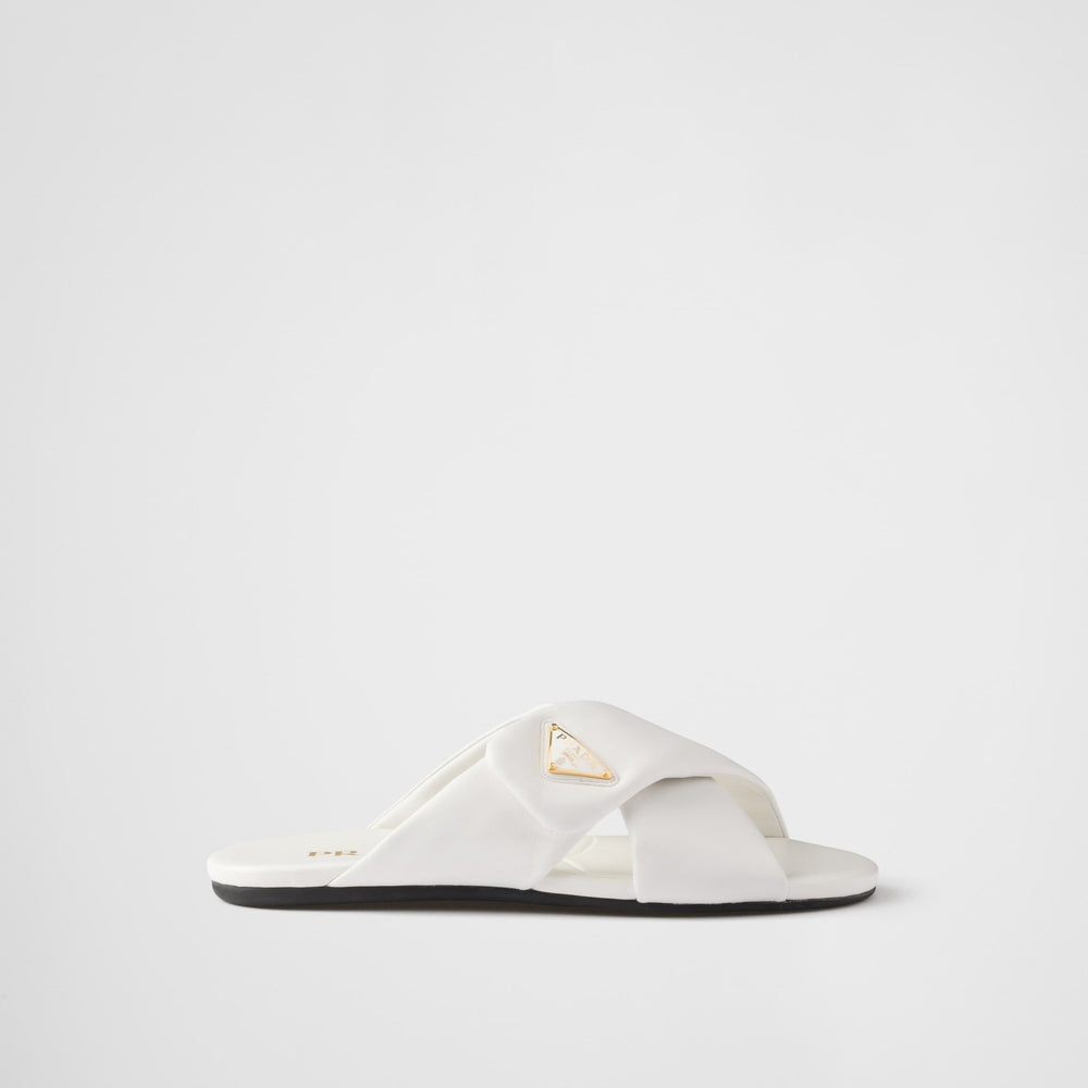 Padded nappa leather slides