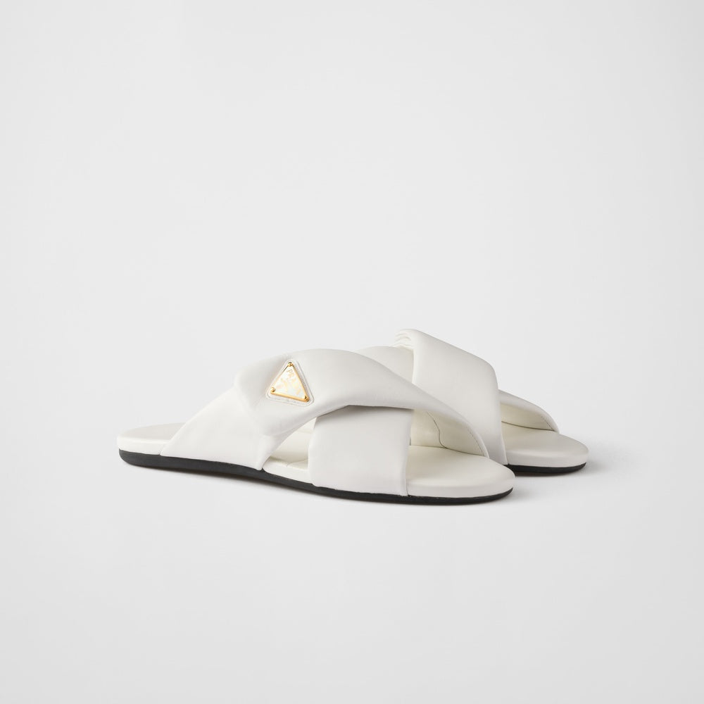 Padded nappa leather slides