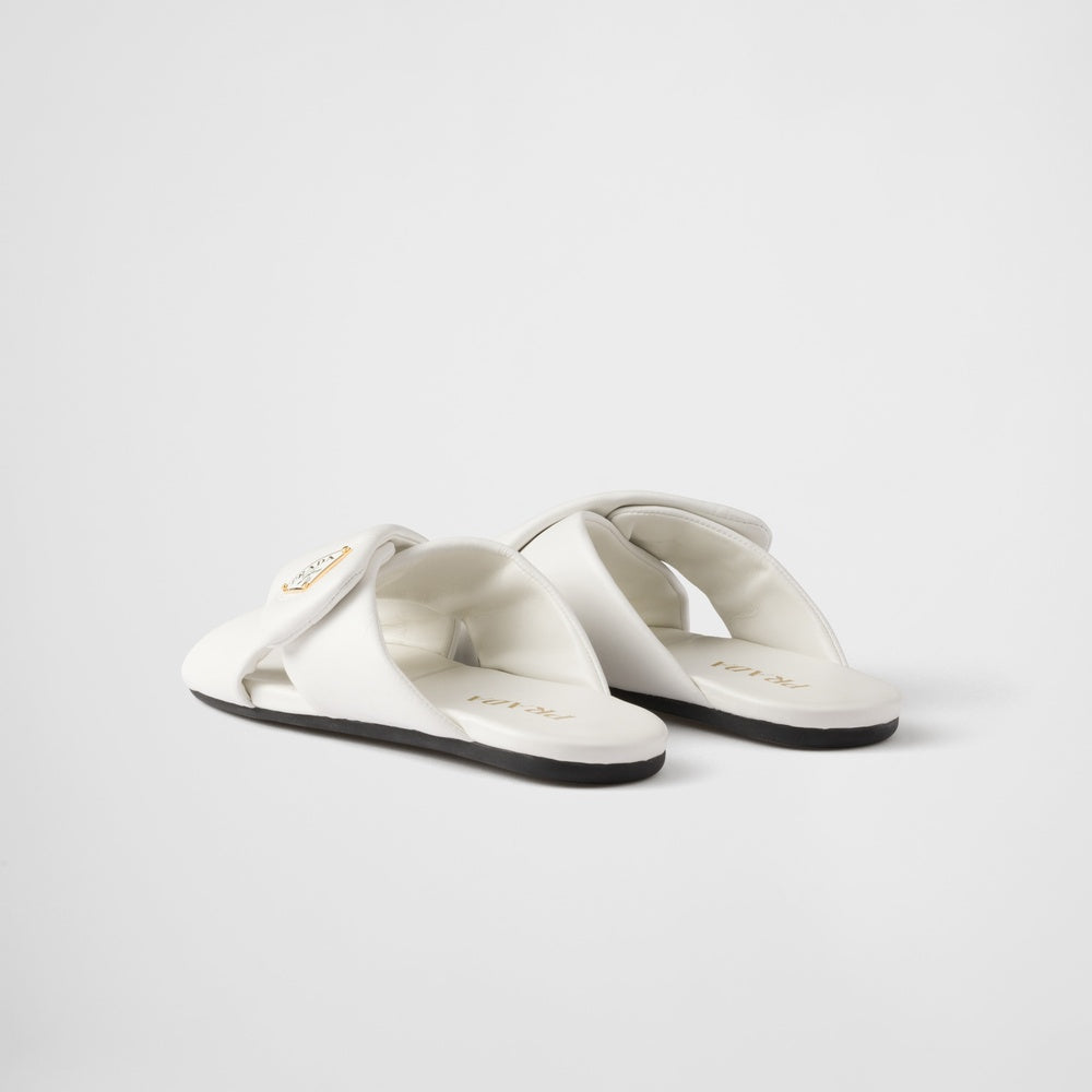 Padded nappa leather slides