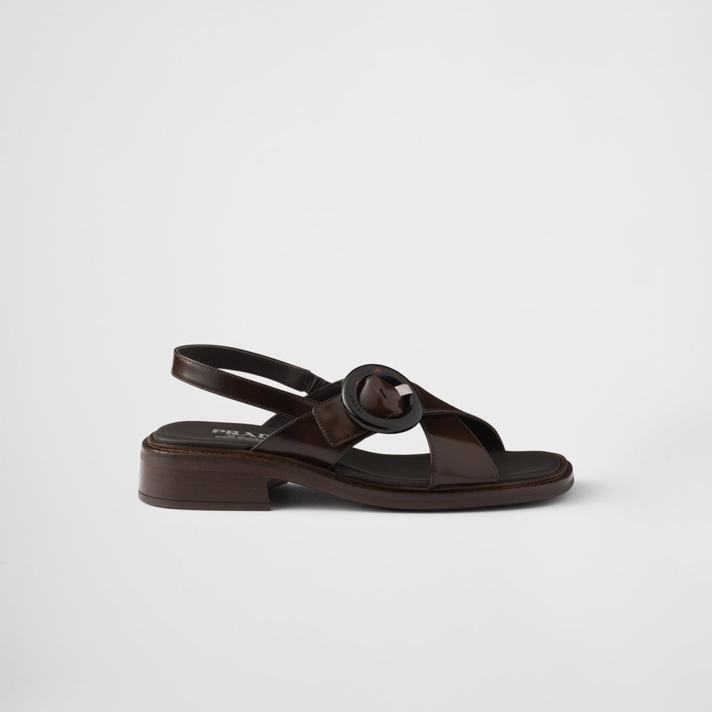 Brushed leather sandals with buckle