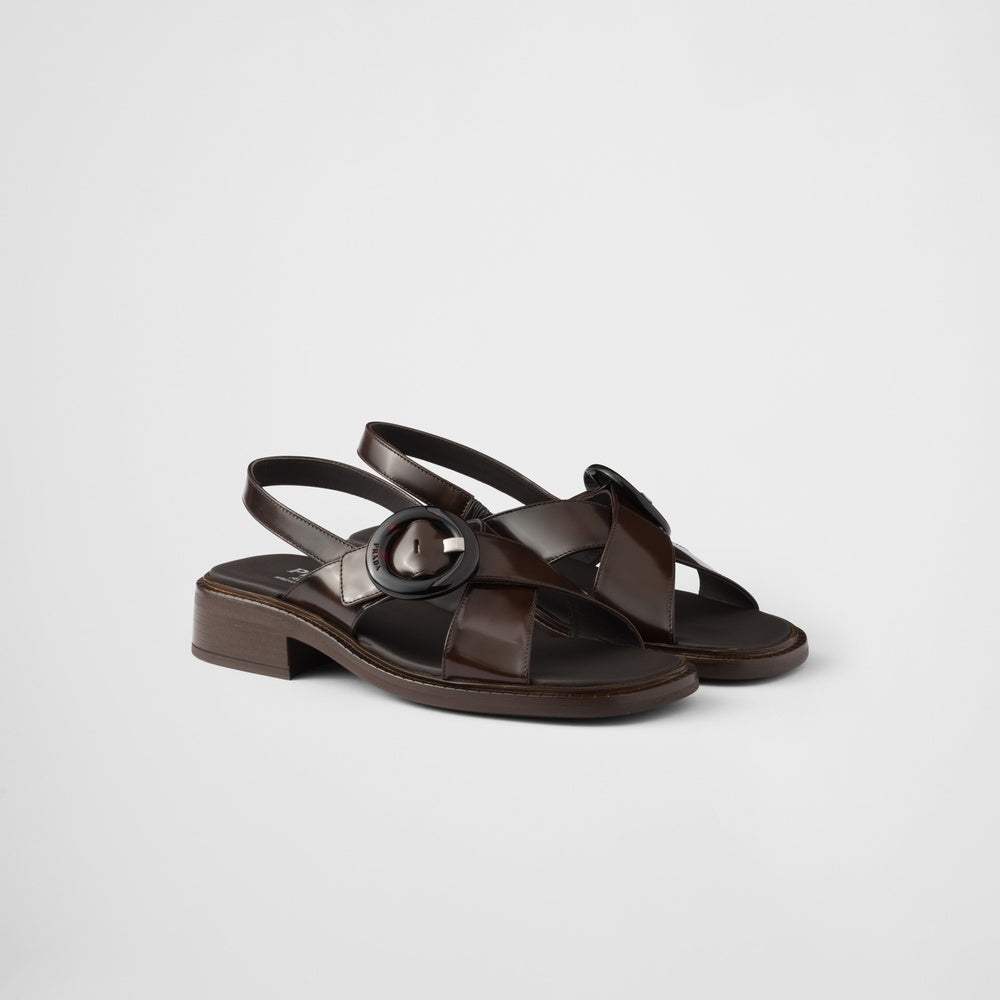 Brushed leather sandals with buckle