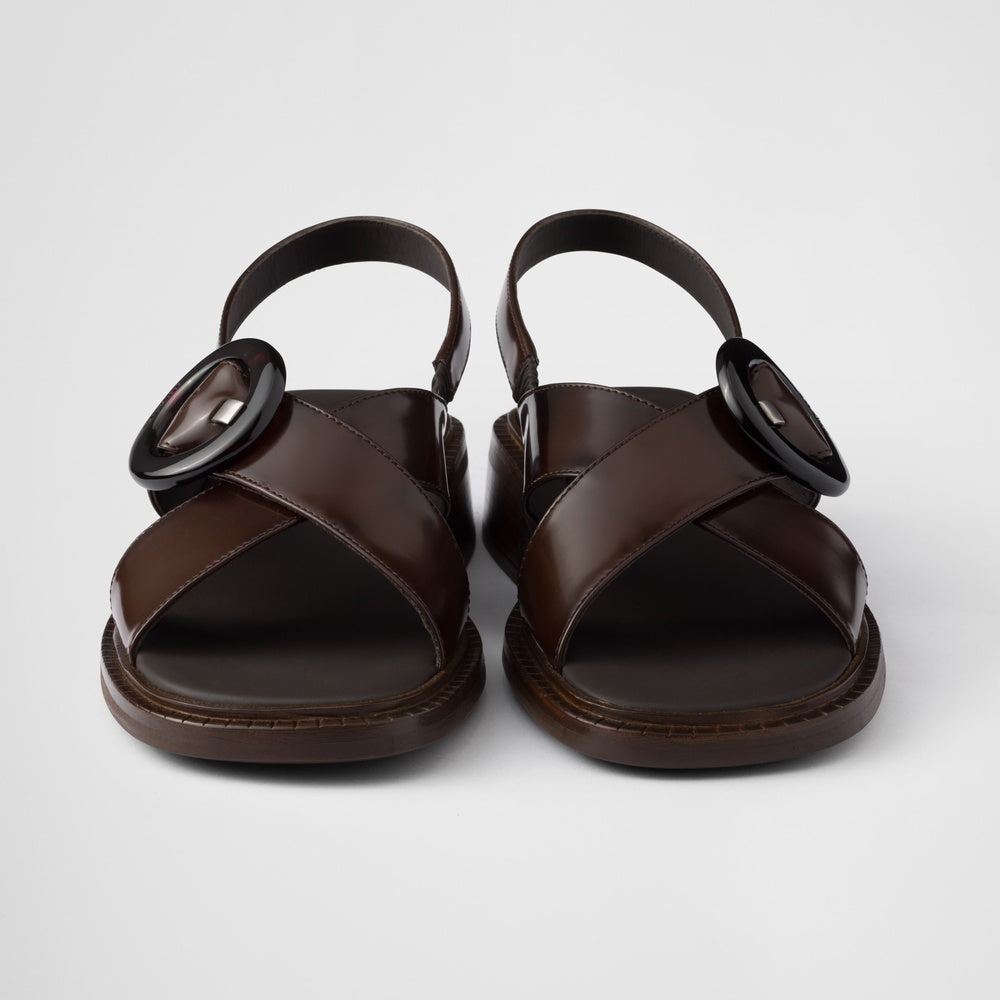 Brushed leather sandals with buckle