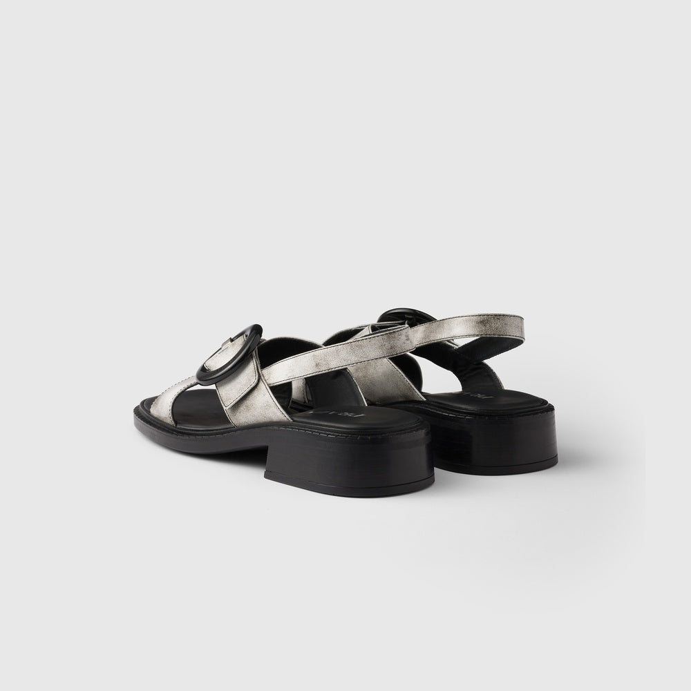 Brushed leather sandals with buckle