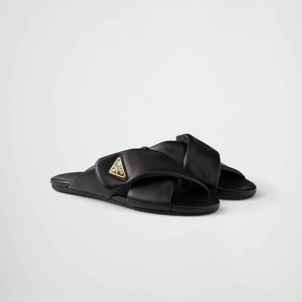 Padded nappa leather slides
