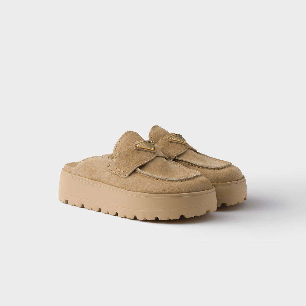 Suede flatform mules