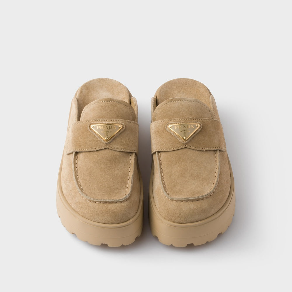 Suede flatform mules