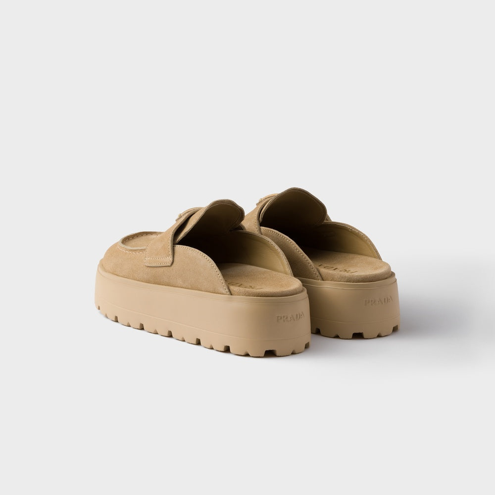 Suede flatform mules