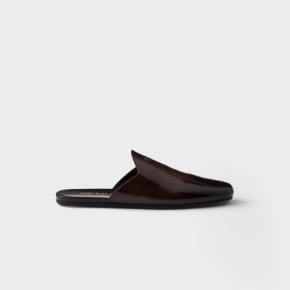 Brushed leather mules