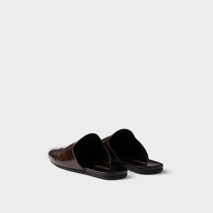 Brushed leather mules
