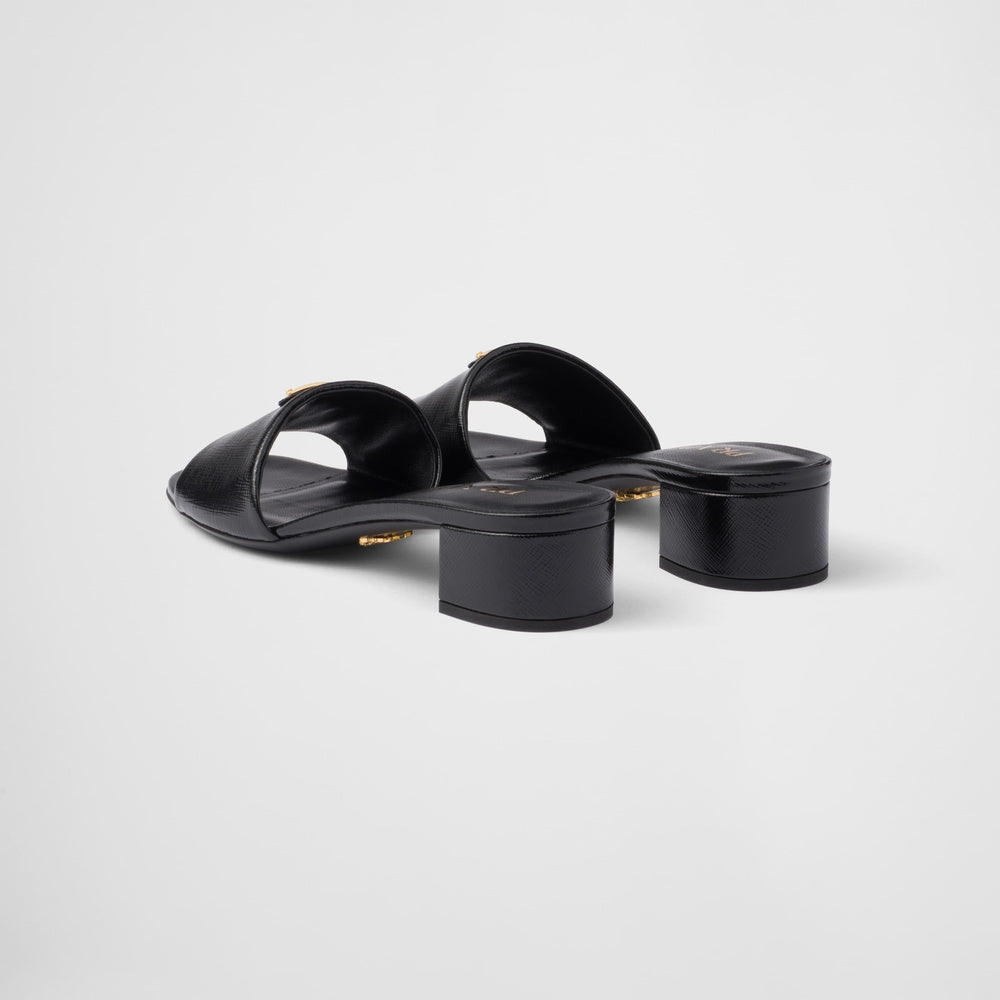 Saffiano patent leather sandals