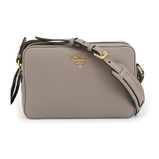 Prada Argilla Grey Vitello Phenix Leather Double Zip Cross Body Bag