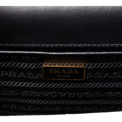 Prada Bianco White Black Saffiano Leather Chain Crossbody Bag