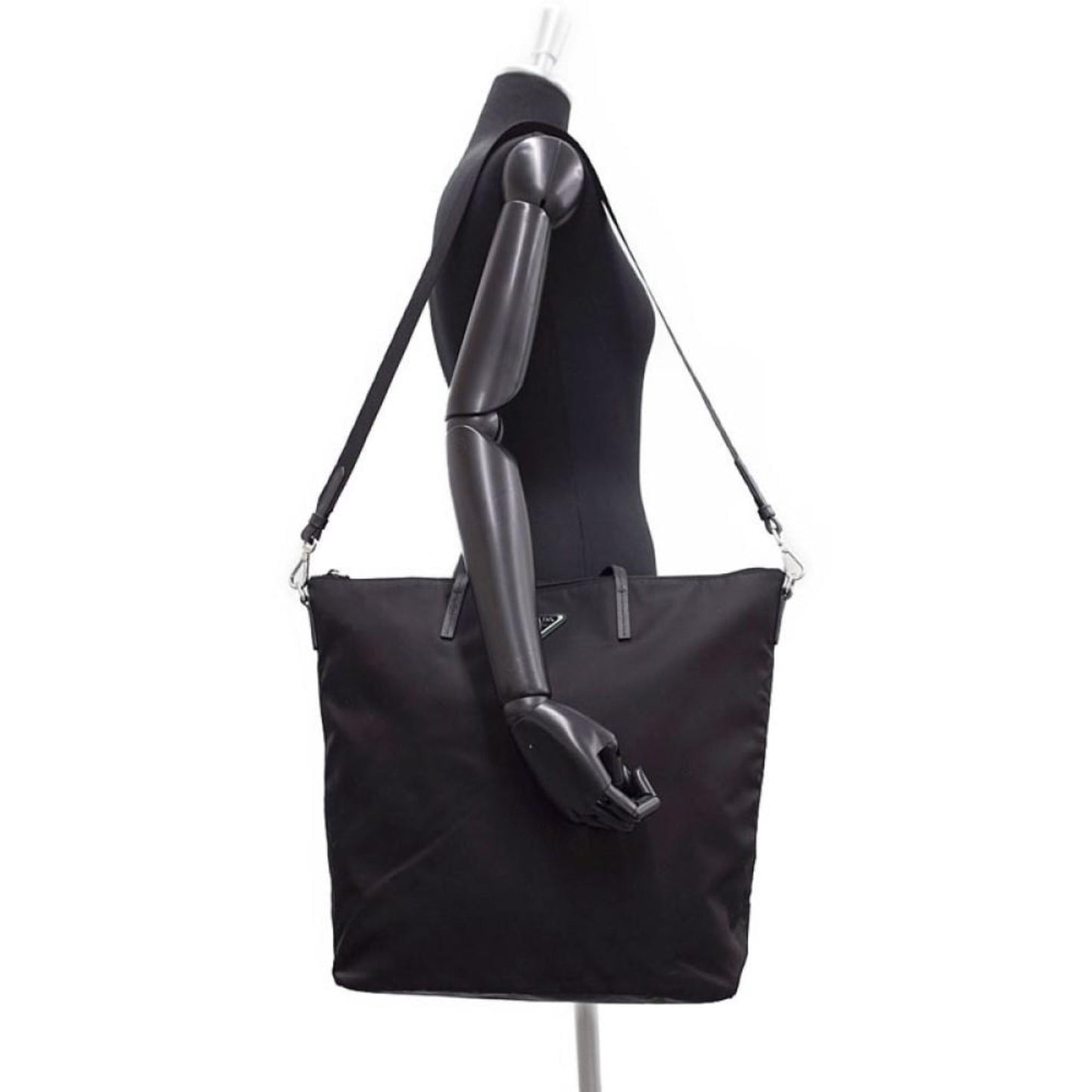 Prada Tessuto Nylon Black Convertible Shopping Tote