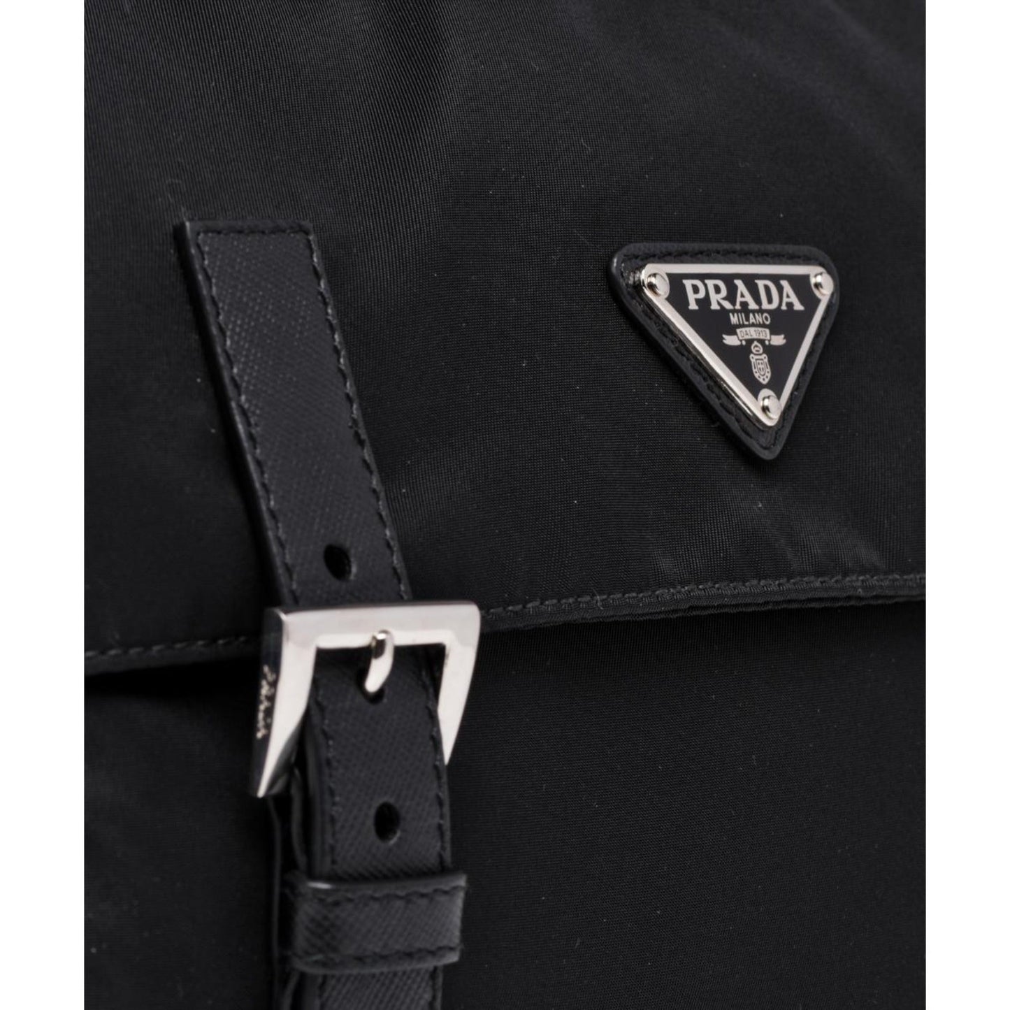 Prada Black Nylon Triangle Logo Messenger Bag