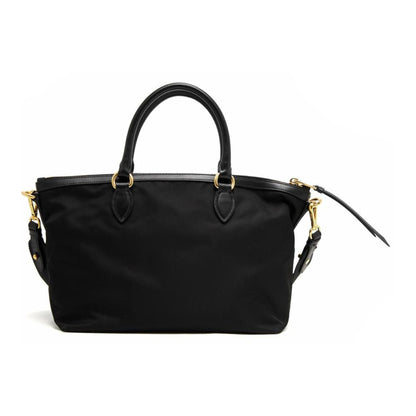 Prada Tessuto Nylon Black Leather Clochette Crossbody Tote Bag