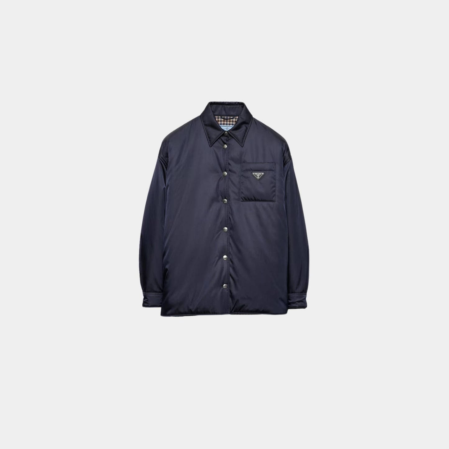 Blue Re-Nylon Shirt-style Collared Blouson Jacket